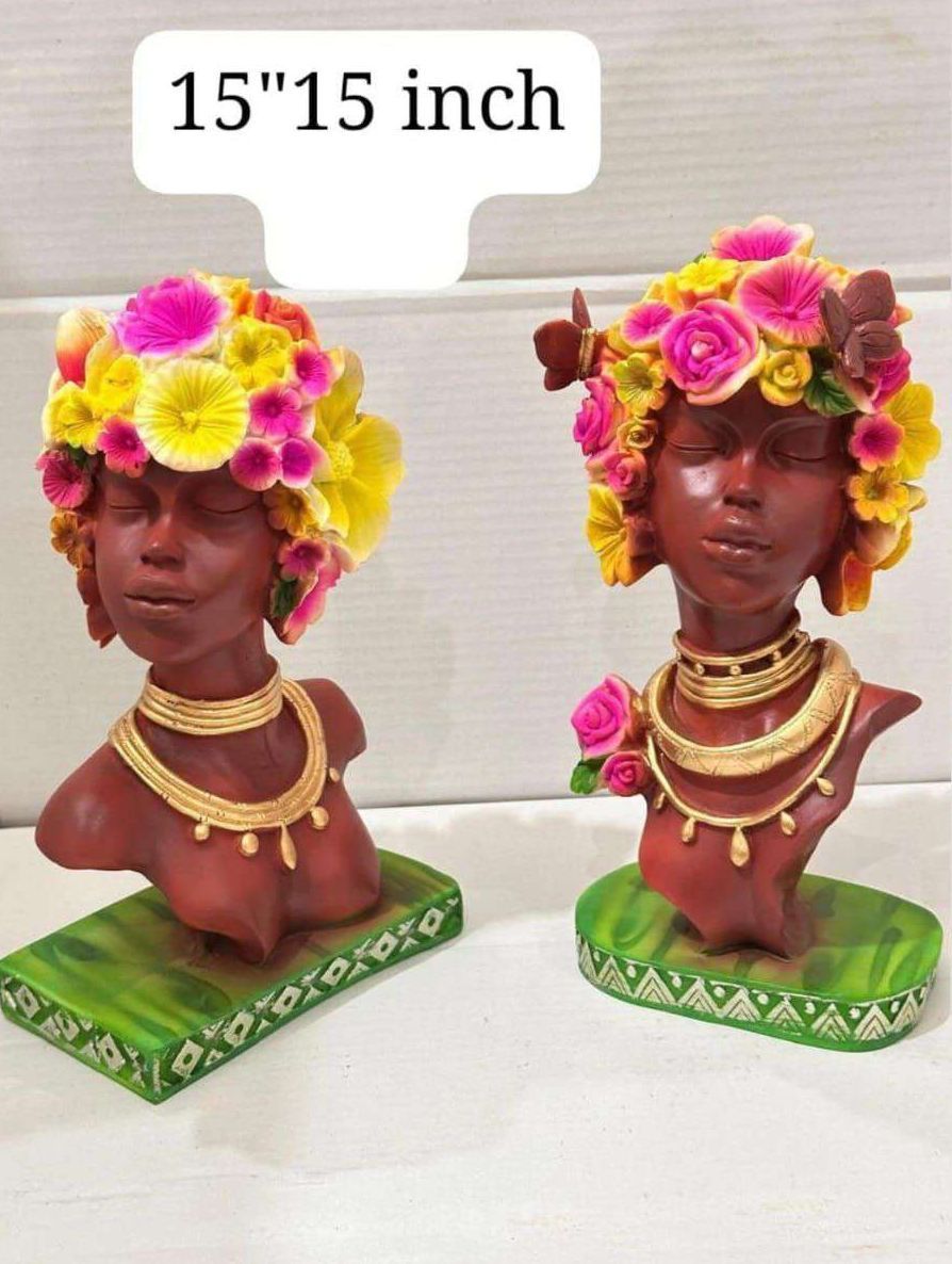 15 Inch African Lady Showpiece Statue