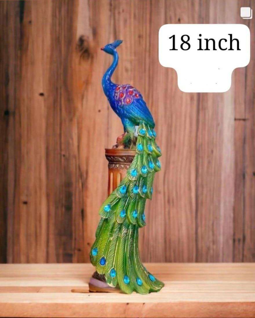 18 Inch Polyresin Peacock Statue