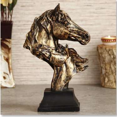 Antique Horse Couple Face Statue