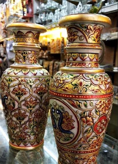 Decorative Marble Meenakari Flower Vase