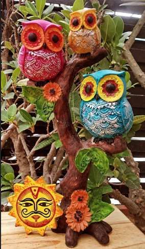 Decorative Tree Branch Sitting Owl Figurine