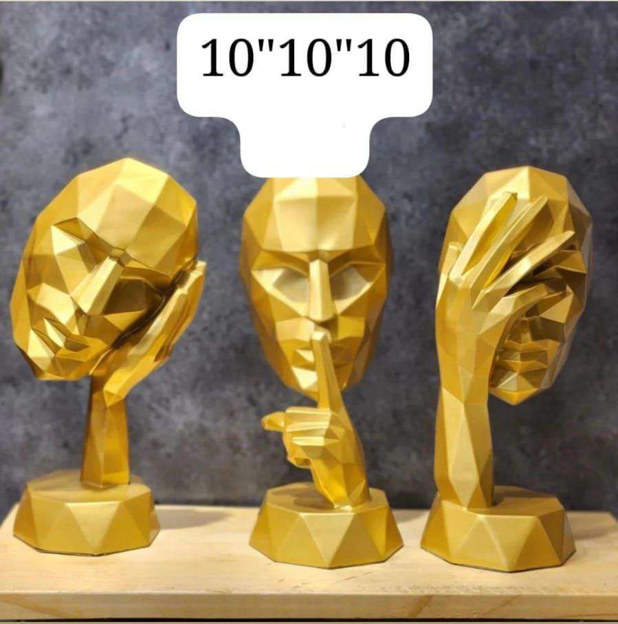 Polyresin Human Golden Face Sculpture Set