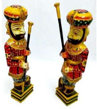 Wooden Decorative Rajasthani Dwarpal Statue