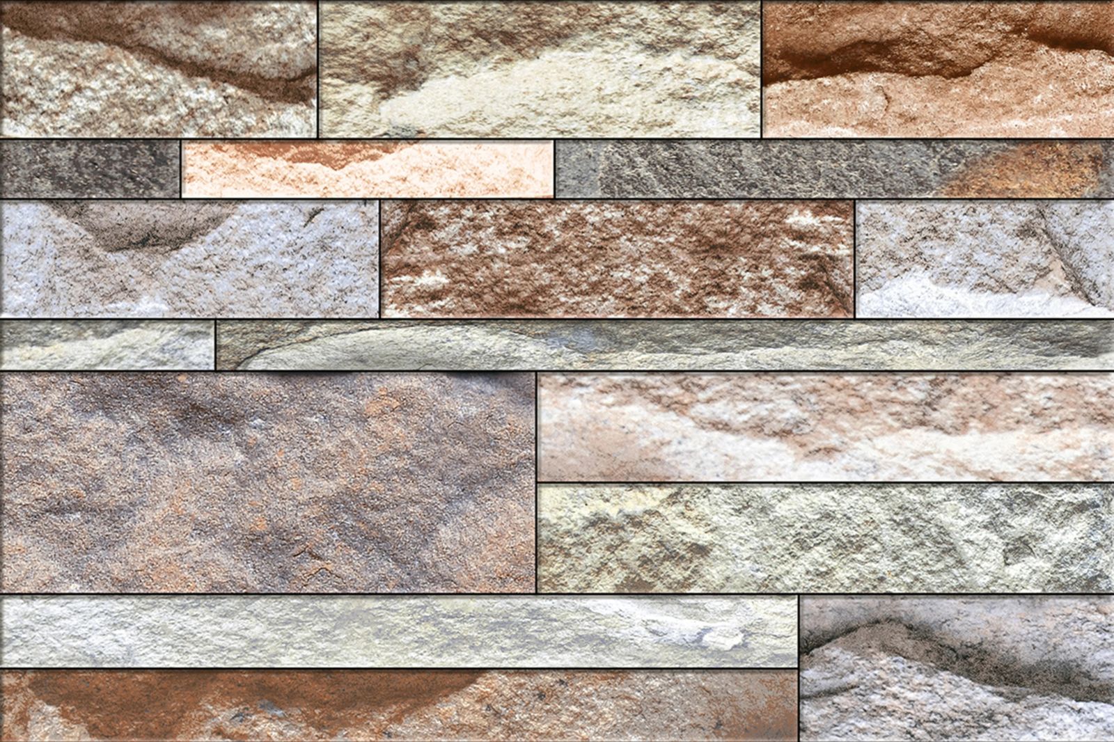 200x300mm Brown Multi-Tonal Rough-Cut Segment Ceramic Wall Tile