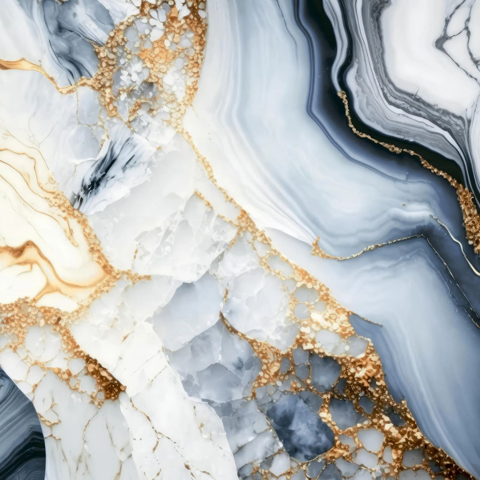 400&times;400mm Shattered Geode Golden Vein Ceramic Tile