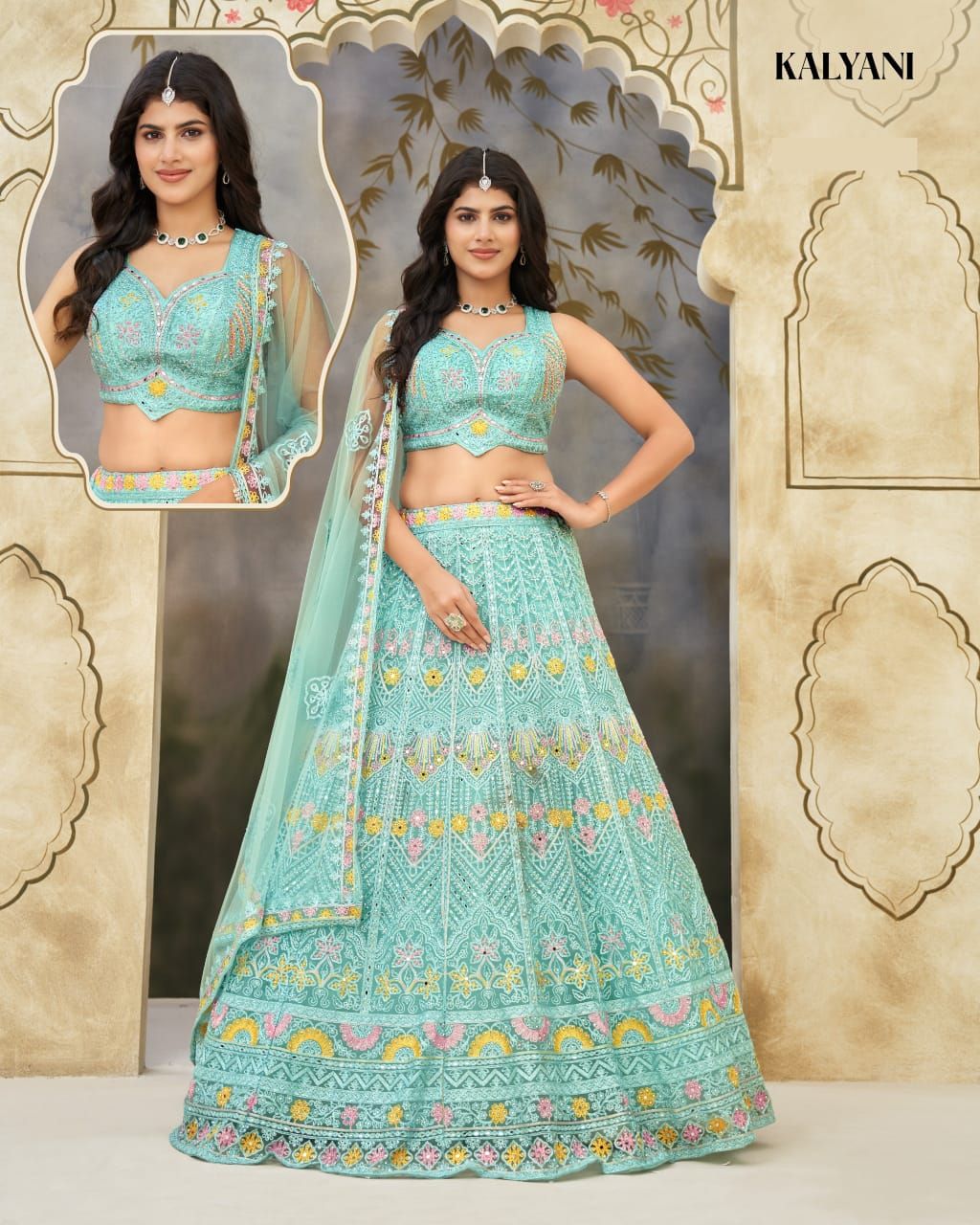 Classic Stone Embroidered Gorgette Net Choli Set