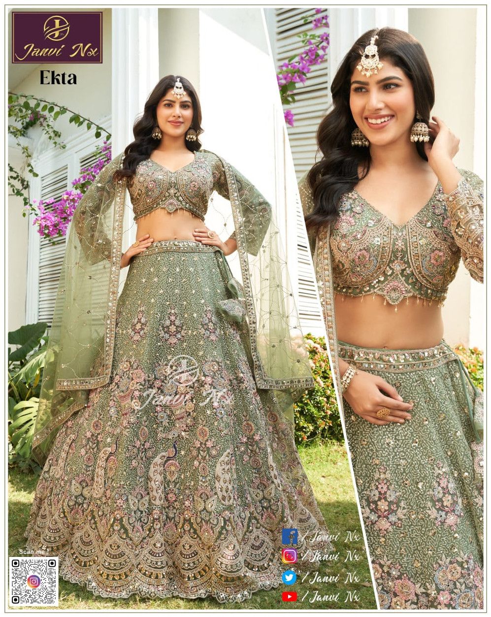 Exclusive Crafted Gorgette Net Embroidered Lehenga