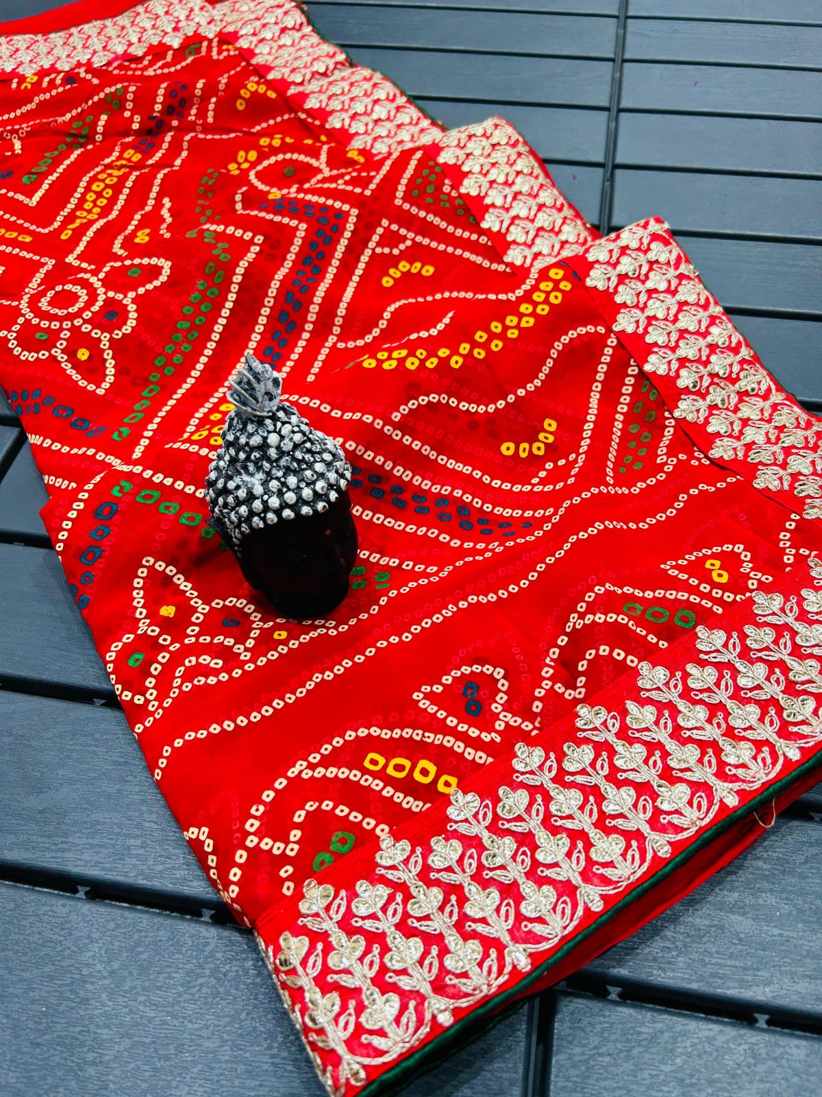 Gajji Silk Bandhani Gotta Patti Work Saree