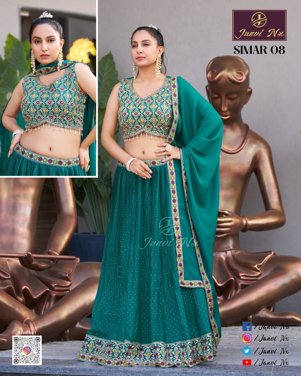 Heritage Velvet Golden Zari Embroidered Lehanga Set