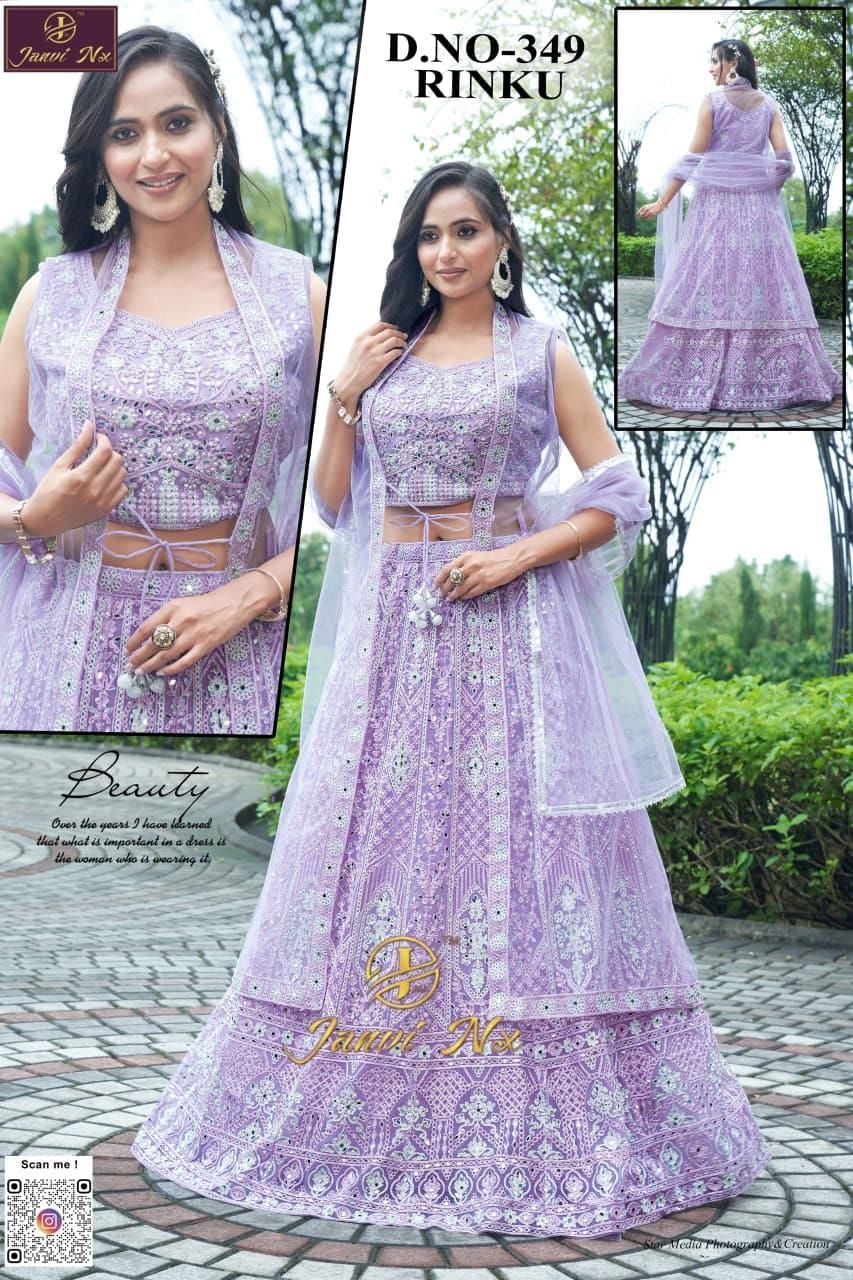 Lightweight Gorgette Net Designer Embroidery Lehenga