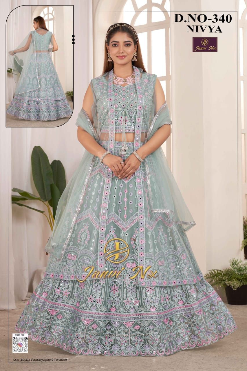 Premium Bridal Georgette Net Embroidered Lehanga Choli Set