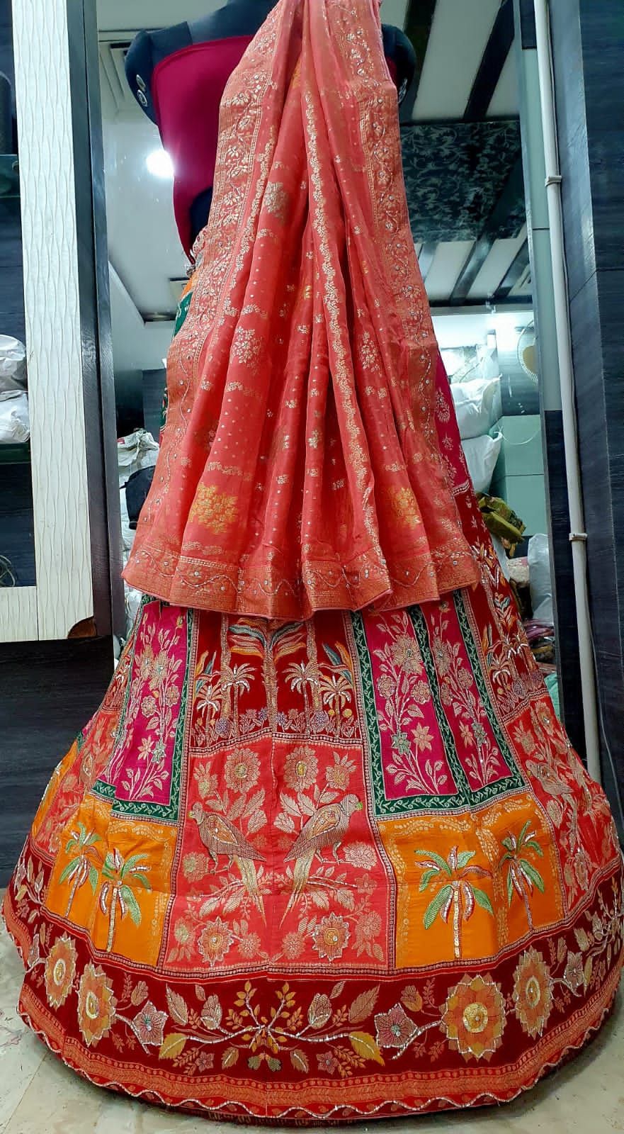 Premium Embroidered Dola Silk Wedding Lehenga