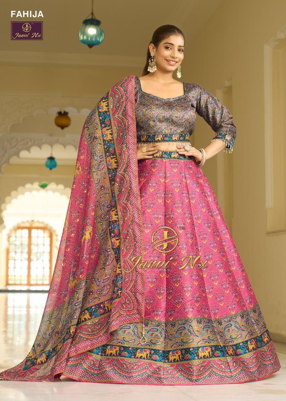 Printed Silk Wedding Lehenga