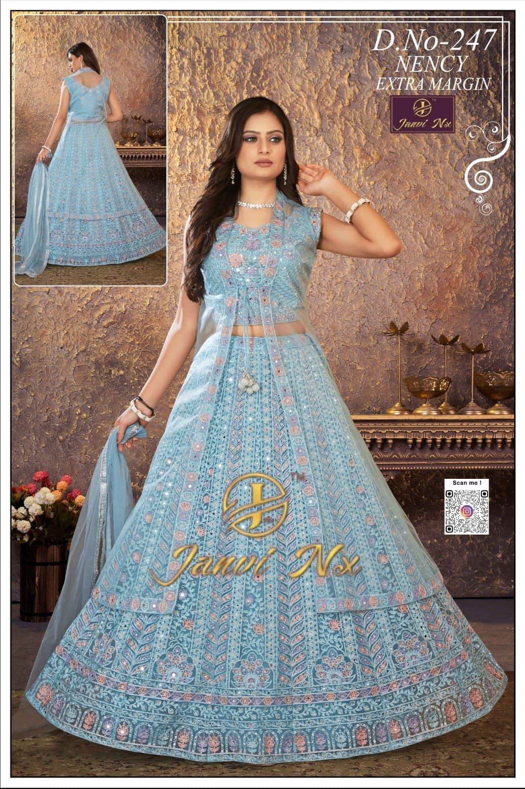 Traditional Georgette Embroidered Wedding Lehenga
