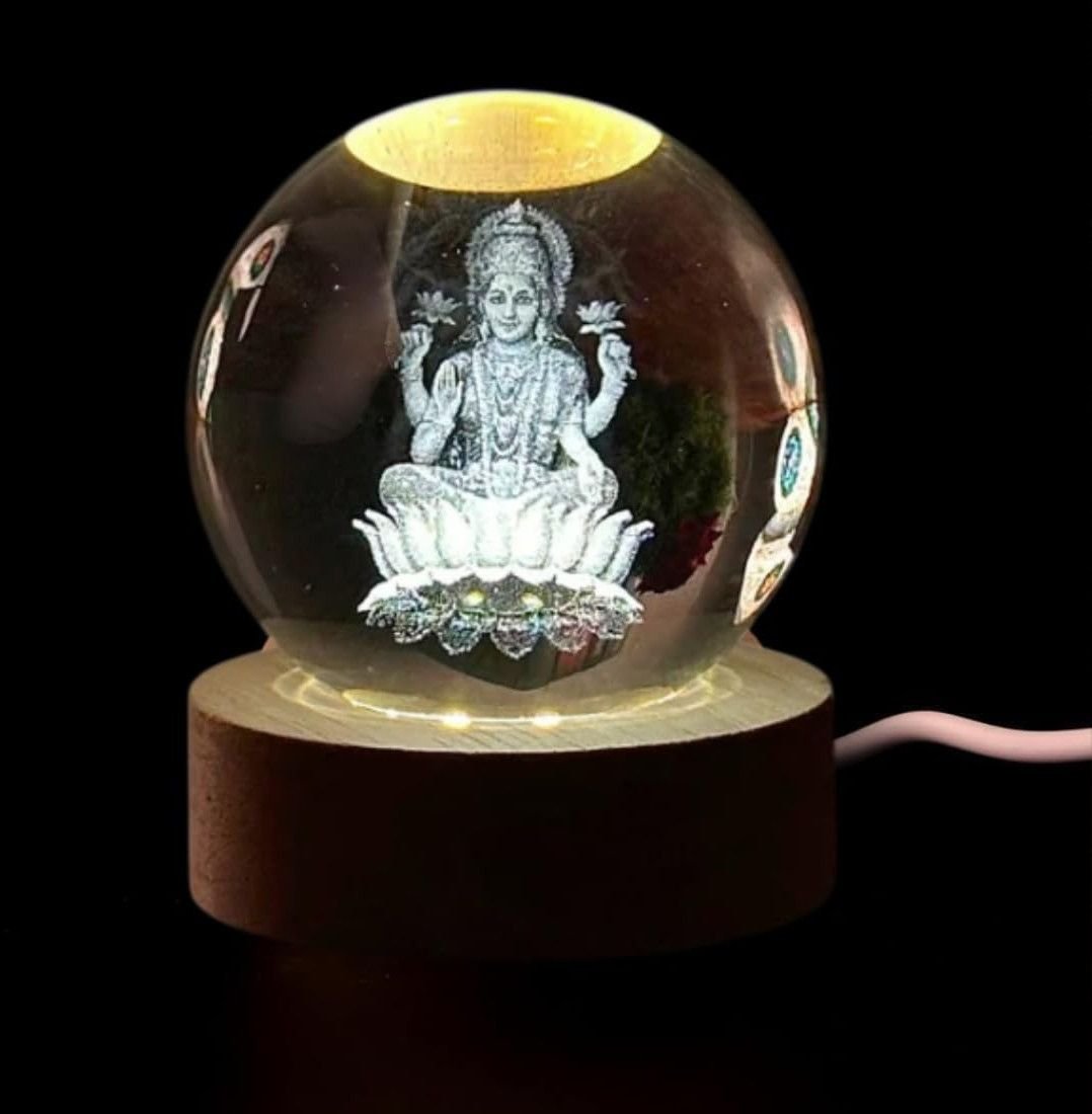 Crystal Laxmi Ji Ball Night Light