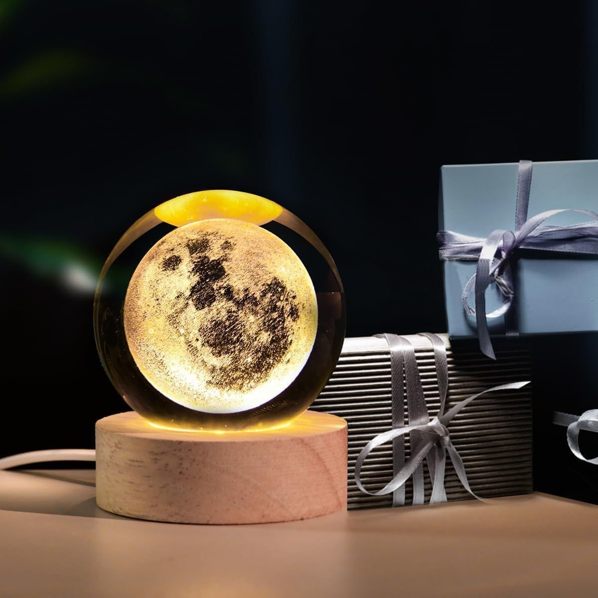 Crystal Moon Ball Night Light