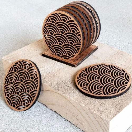 MDF Wood Round Tea Coaster
