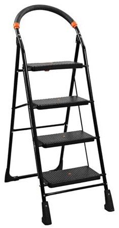 4 Step Powder Coated Black Aluminum Ladder