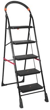 5 Step Powder Coated Black Aluminum Ladder