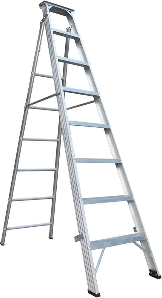 8 Step Powder Coated Silver Aluminum Ladder