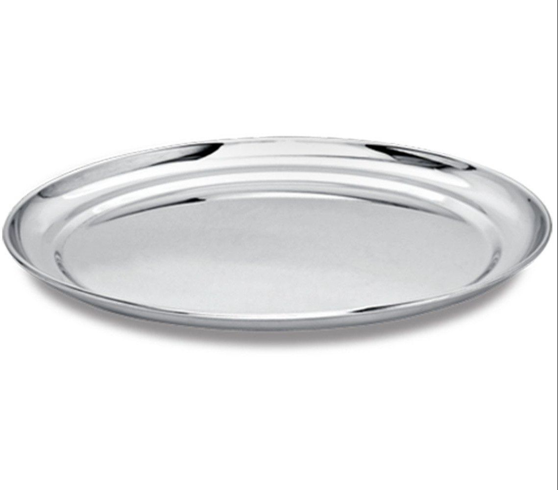 Silver Stainless Steel Rajbhog Plate