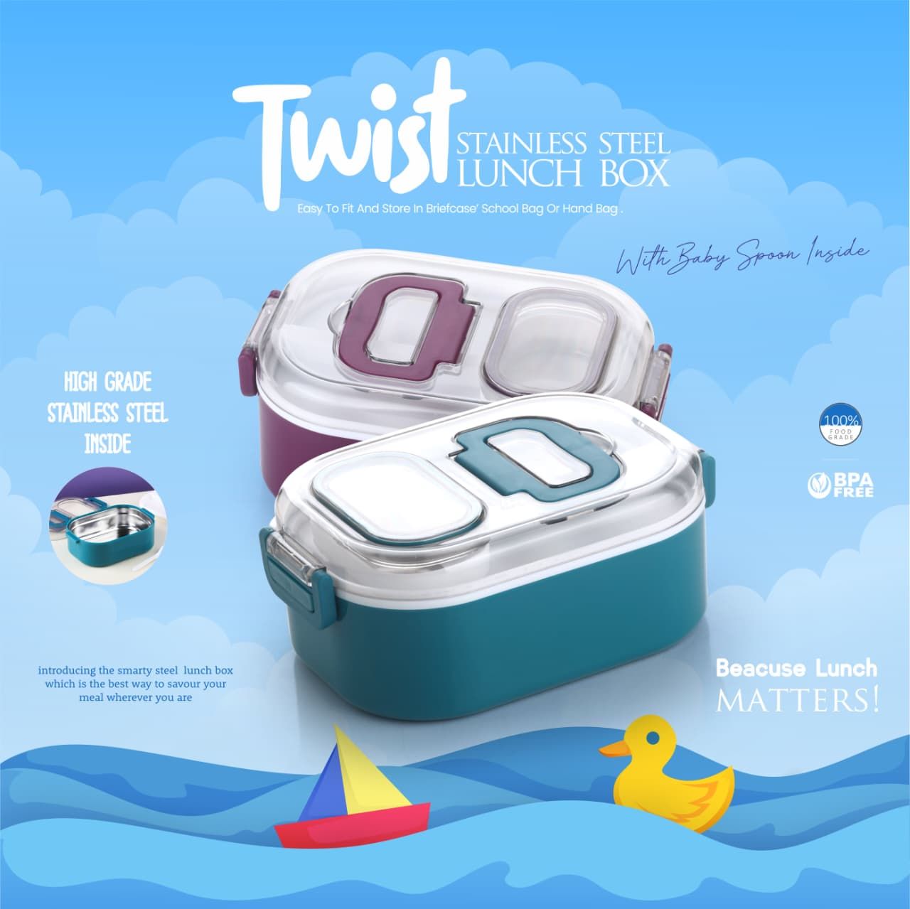 Twist Stainless Steel Lunch Box Set
