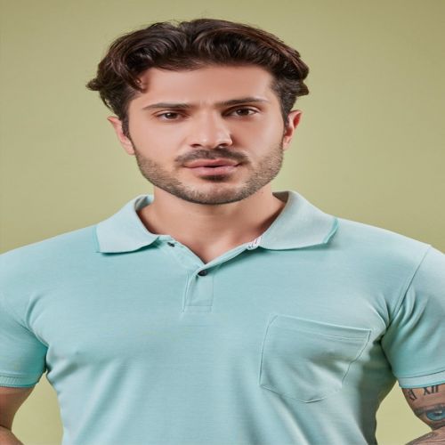 Mens Light Green Cotton Calm Polo T-Shirt