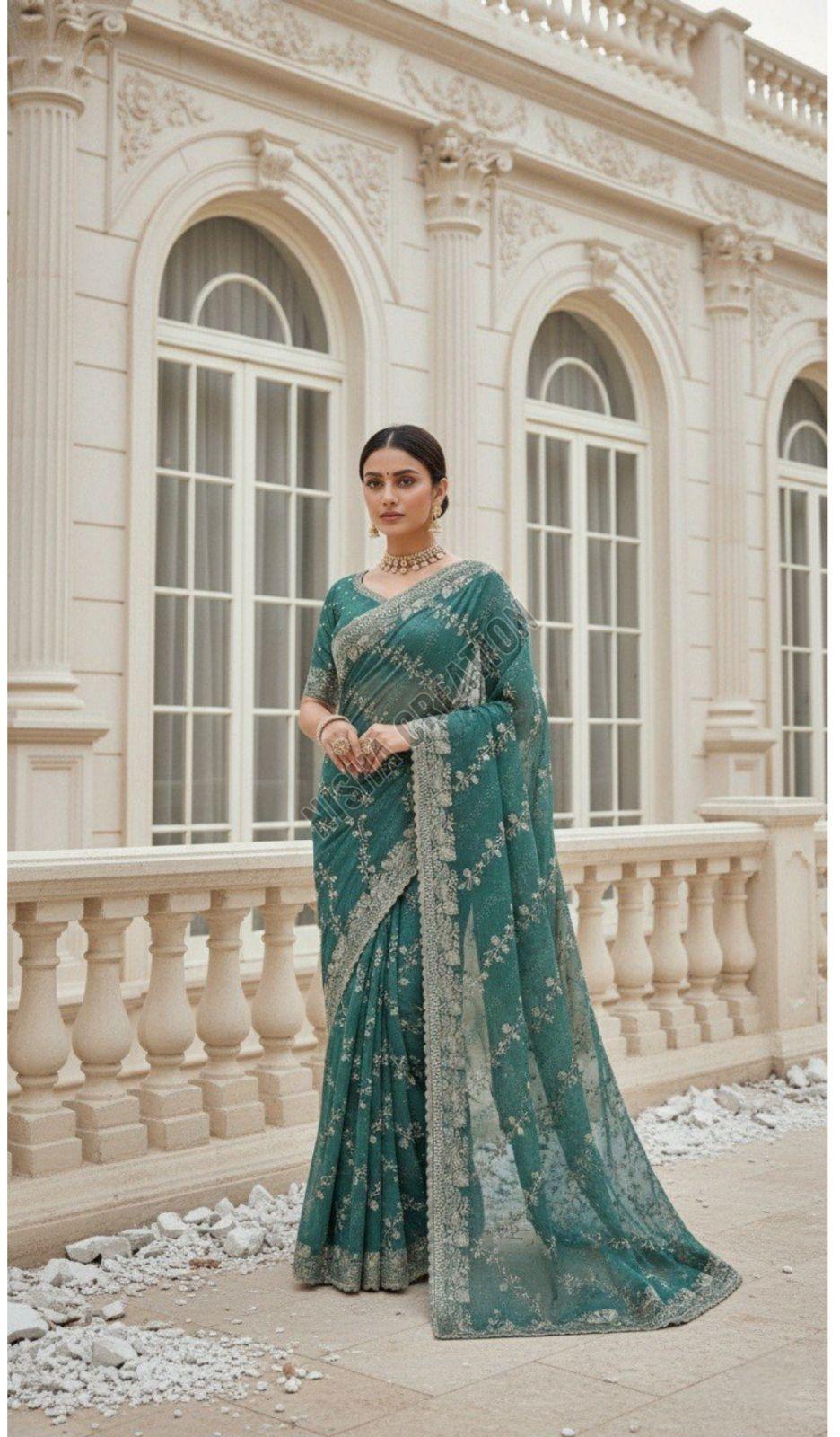 Lamena Embroidery Silk Saree