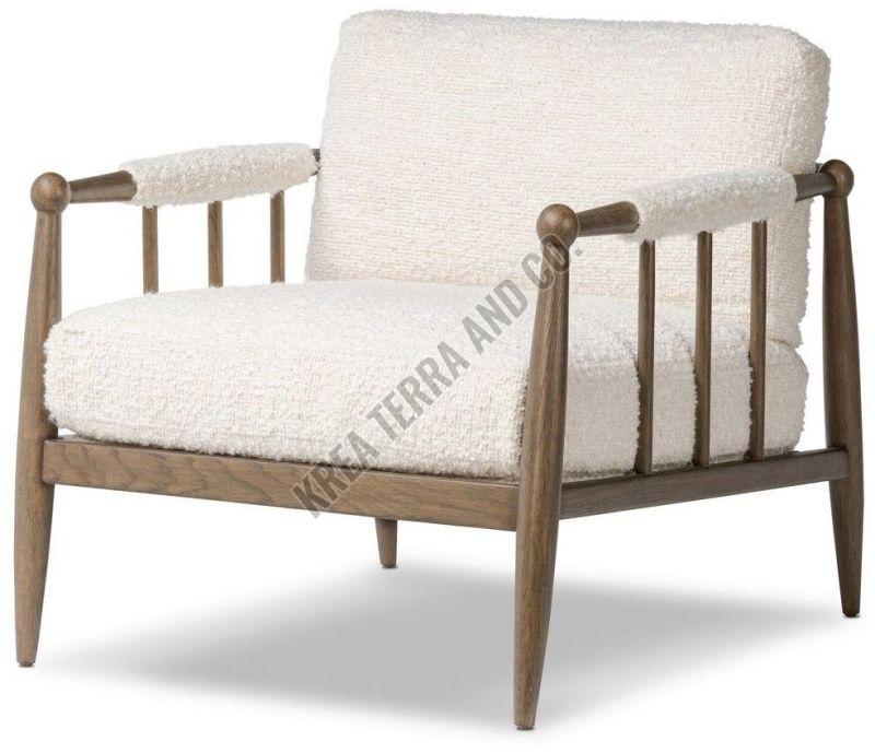 White Wooden Bedroom Chair With Armrest