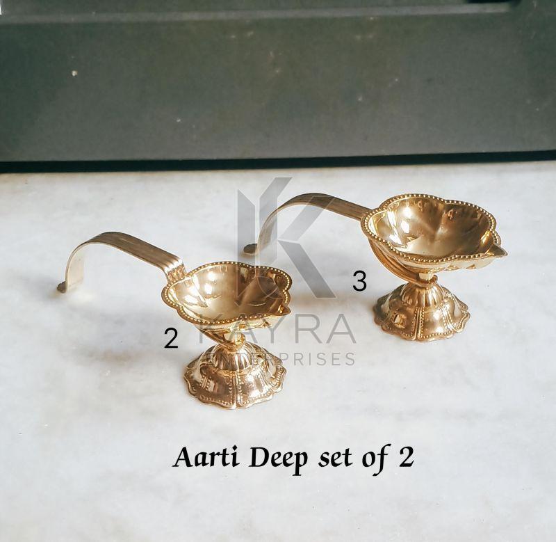 Brass Aarti Diya with Handles Set OF 2 Pcs