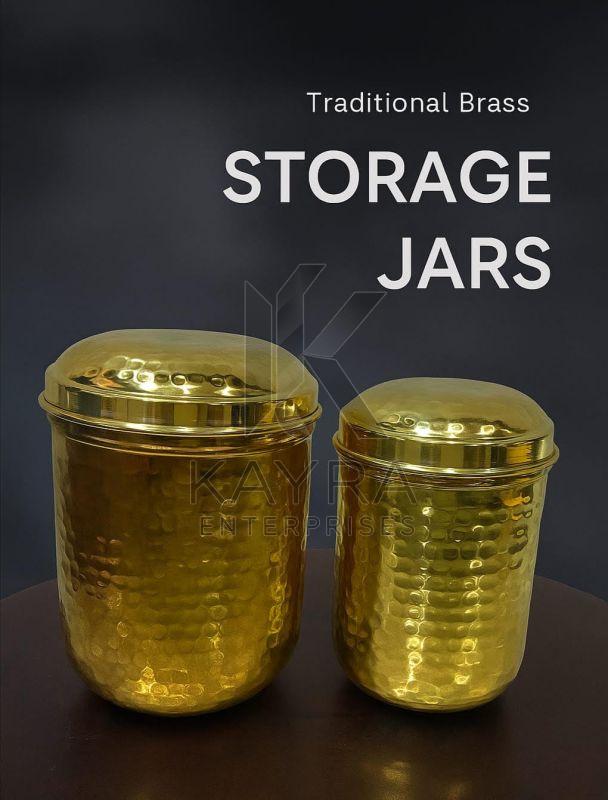 Hammered Brass Storage Jar Set OF 2 Pcs