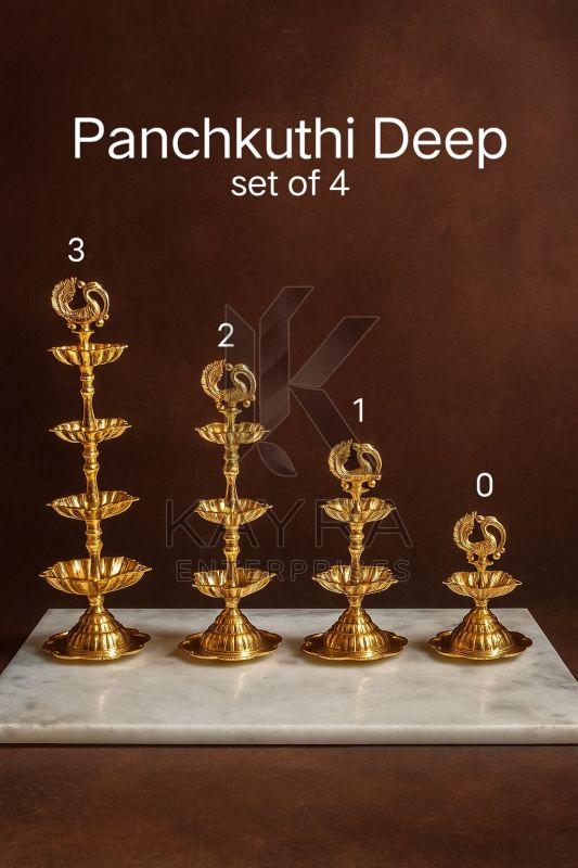 Traditional Brass Panchkuthi Deep Set OF 4 Pcs