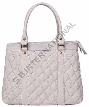 Beige Quilted Genuine Leather Bag
