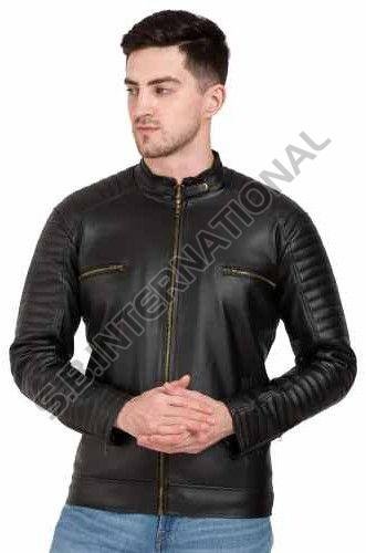 Black Zip Closure Leather Jacket