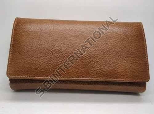 Brown Flap Over Women Leather Wallet