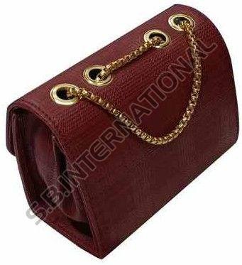 Burgundy Chain Handle Leather Purse