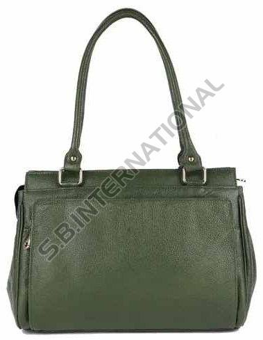olive green casual leather tote bag