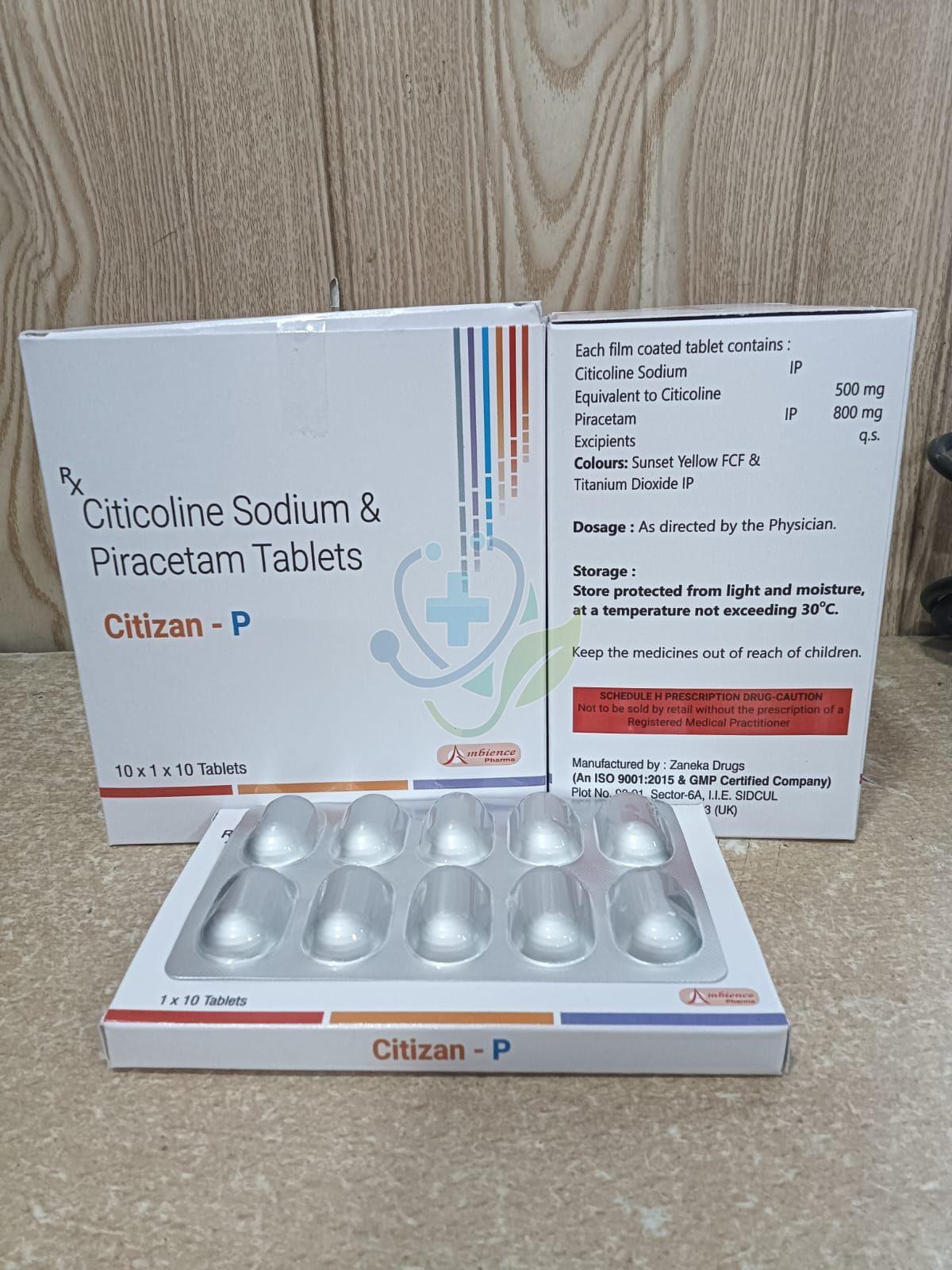 Citizan P Citicoline Sodium Piracetam Tablet