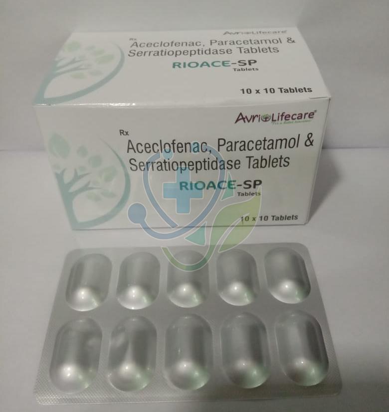 Rioace SP Aceclofenac Paracetamol Seratiopeptidase Tablet