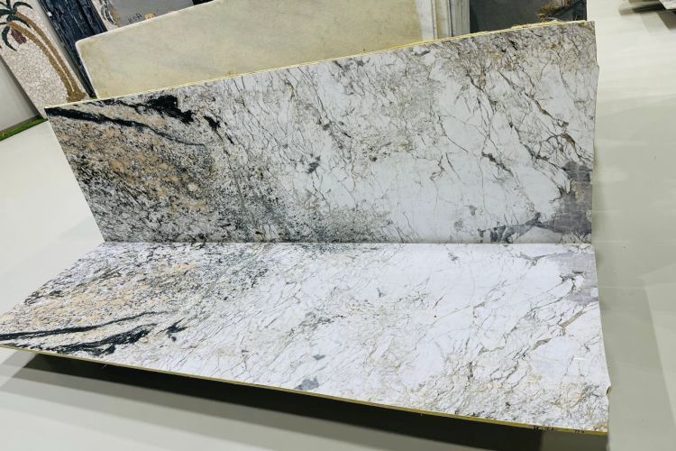 White Melange Marble Slab