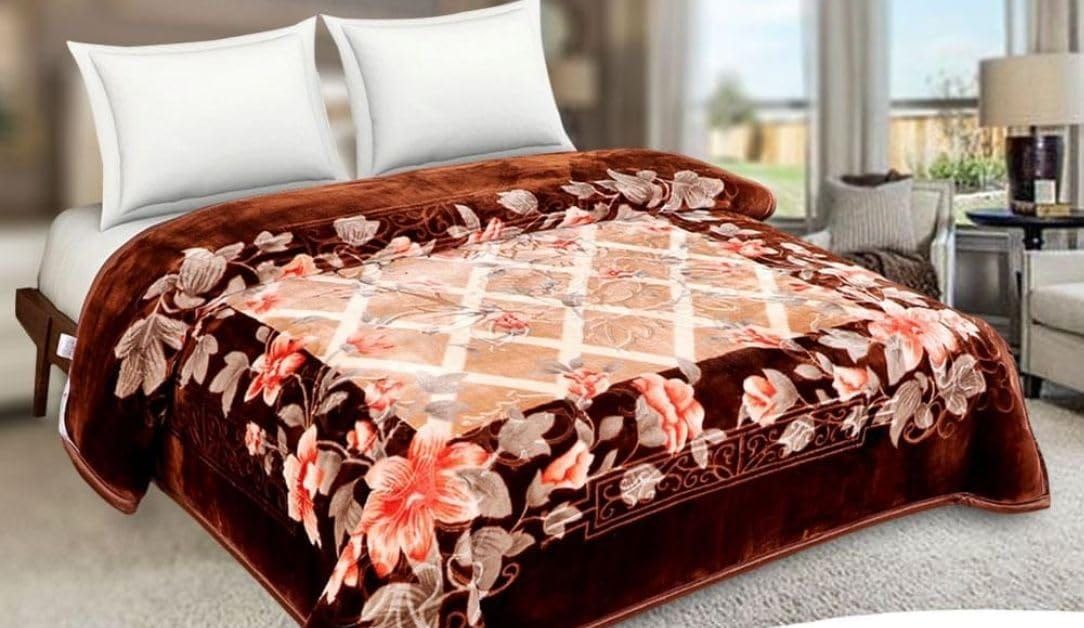 Floral Printed Super Soft Mink Double Bed Blanket