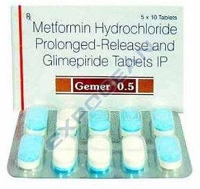 Gemer Glimepiride 0.5mg Metformin 500mg Tablet