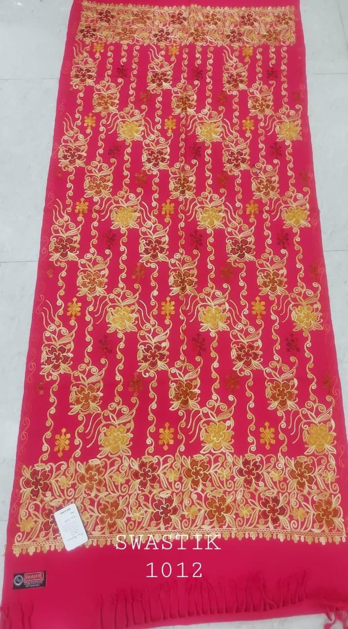 Ladies Red Embroidered Kashmiri Pashmina Shawl