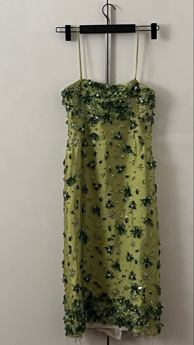 Emerald Garden Beaded Midi Dress