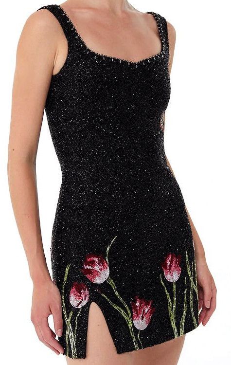 Midnight Tulip Embellished Mini Dress