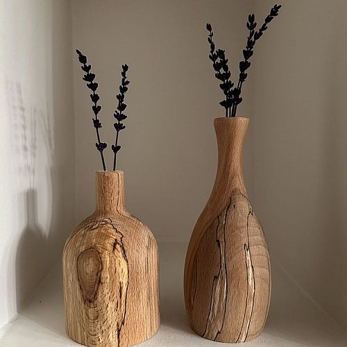 Wooden Handcrafted Flower Vase Set