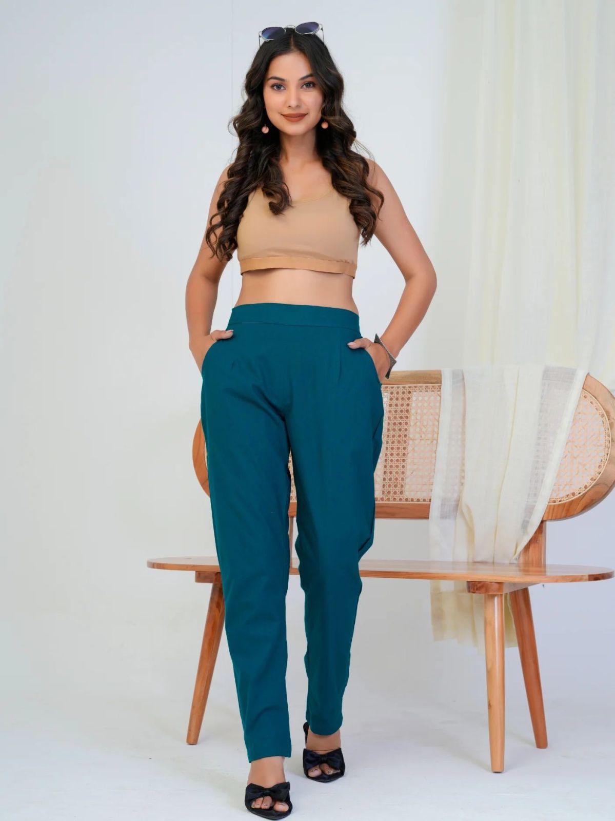 Bottle Green Comfortable Women Cotton Pant