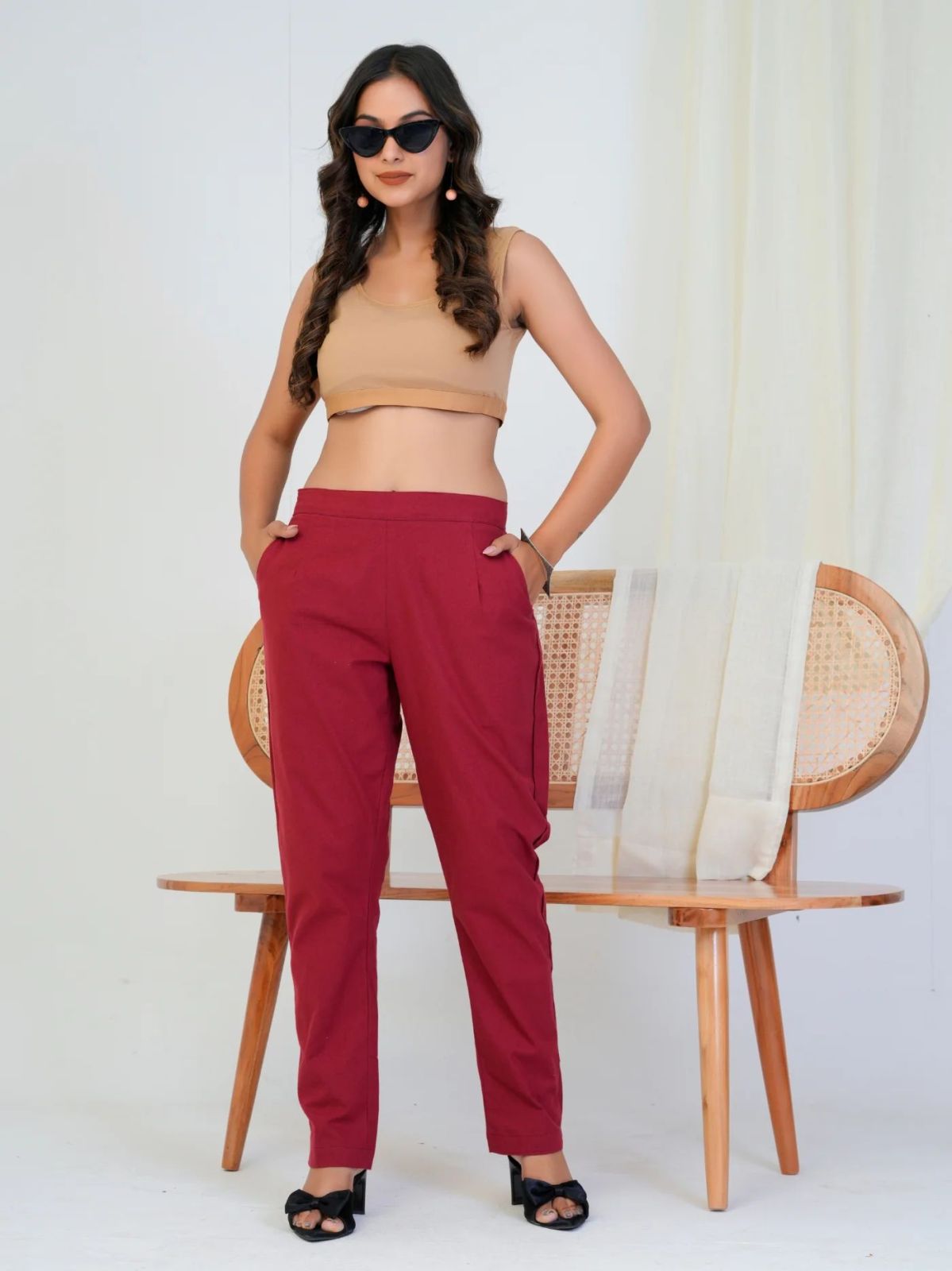 Wine Comfortable Women Cotton Pant