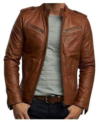 Brown Men Pure Leather Jacket