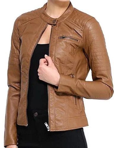 Brown Women Pure Leather Jacket